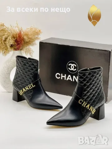 Chanel Елегантни Дамски Боти С Ток И Капитониран Дизайн - Бели Или Черни Код SK2206, снимка 2 - Дамски боти - 56223356