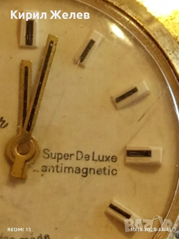 Стар механичен часовник мъжки Trafalgar ANTI-MAGNETIC SWISS MADE с позлата рядък 51463, снимка 4 - Антикварни и старинни предмети - 52362403