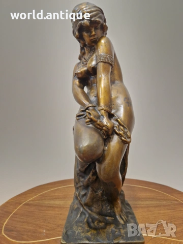 Прекрасна стара антикварна френска бронзова фигура пластика статуетка , снимка 3 - Антикварни и старинни предмети - 53097913