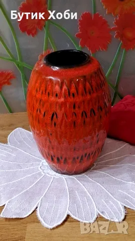 Винтидж керамична ваза,  West Germany,  Scheurich?, снимка 3 - Антикварни и старинни предмети - 49214109