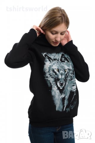 Нов дамски суичър с дигитален печат Сив вълк, Серия вълци, снимка 6 - Суичъри - 37006982