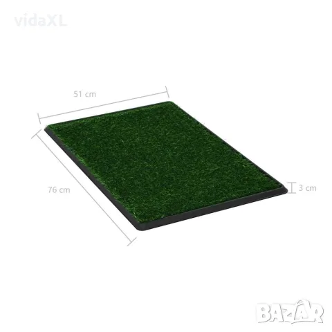 vidaXL Кучешка тоалетна с тава и изкуствена трева, зелена, 76x51x3 см, снимка 8 - За кучета - 56146176
