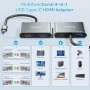 Нов 4 в 1 хъб USB-C към Dual HDMI адаптер 4K 60Hz за Windows MacBook Chromebook, снимка 2