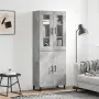 vidaXL Висок шкаф, бетонно сив, 69,5x34x180 см, инженерно дърво, снимка 2