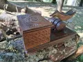 Стара Дървена Кутия за Цигари с Дърворезба и Птица от Соца, снимка 5