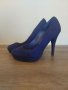 Елегантни тъмносини велурени обувки с висок ток New look, снимка 1 - Дамски елегантни обувки - 40184928