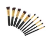 Четки за грим - 10 броя с дървени дръжки и глави от мек косъм HZS47, снимка 2