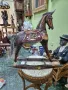 Прекрасна много стара антикварна дървена фигура статуетка люлеещ се кон, снимка 1