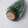 Миниатюрна декоративна изкуствена елха с поставка от дървено пънче, 30 см височина; , снимка 3