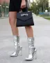 Боти на ток - сребриста кожа - BT22, снимка 1
