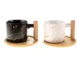 Керамичен комплект за чай от 2 части - чаша и поставка от бамбук, снимка 1