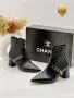 Chanel Елегантни Дамски Боти С Ток И Капитониран Дизайн - Бели Или Черни Код SK2206, снимка 2