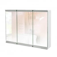 Горен шкаф за баня с 3 огледални вратички, снимка 1 - Шкафове - 38709726