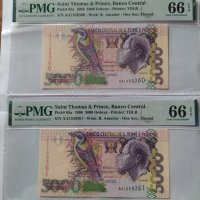 PMG 66 - 2 банкноти с поредни номера Сао Томе и Принсипи - 5000 добрас 1996 г., снимка 1 - Нумизматика и бонистика - 42865981