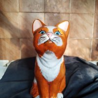 порцеланова статуетка-котка, снимка 1 - Антикварни и старинни предмети - 30552986