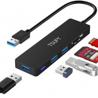 TSUPY Multi USB HUB, 5-в-1, SD и Micro SD четец, 3 USB 3.0 порта, снимка 1 - Други - 38545105