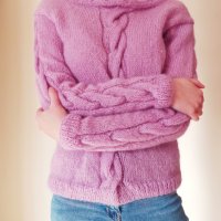 Ръчно плетена блуза в лилав цвят, снимка 4 - Блузи с дълъг ръкав и пуловери - 31168101