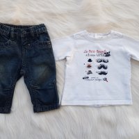Дънки и блуза за бебе 0-3 месеца, снимка 11 - Панталони и долнища за бебе - 37969147