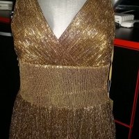 Нова бутикова официална златиста дълга рокля, снимка 3 - Рокли - 35373986