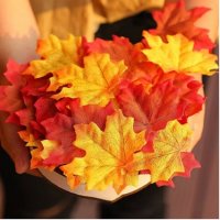 25 бр Изкуствени есенни листа листо за декорация и украса от текстил кленови, снимка 10 - Други - 23209937