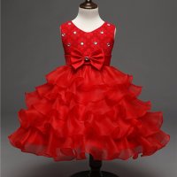 Детска рокля кристали червена ново. 3-4 години. Налична., снимка 2 - Детски рокли и поли - 30912093