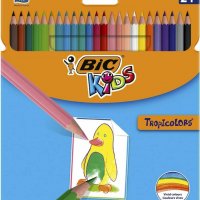 Цветни моливи BIC Kids - Tropicolors - 24 цвята, снимка 1 - Ученически пособия, канцеларски материали - 37806965