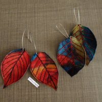 Текстилни обеци "Есенни листа", снимка 5 - Обеци - 30775367