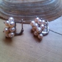 Сребърни обеци с естествени перли, снимка 1 - Обеци - 42301384