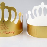 Happy Birthday Златна Картонена корона за глава детска възрастен парти, снимка 1 - Други - 30129871
