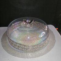 Стъклен поднос за торта/кекс с капак, снимка 2 - Аксесоари за кухня - 40012060
