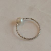 Сребърен пръстен с перла, снимка 4 - Пръстени - 44462671