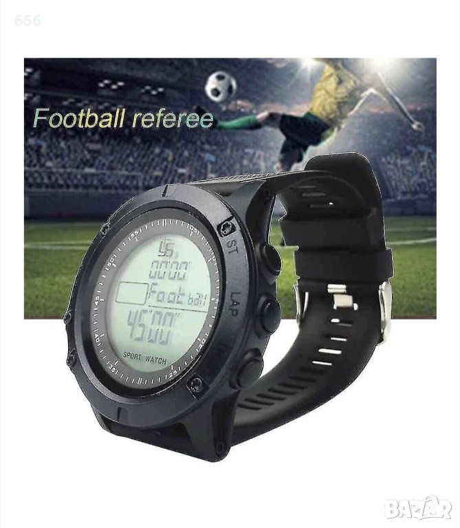 Дигитален футболен часовник, с хронометър, осветление, голям дисплей, водоустойчив., снимка 1