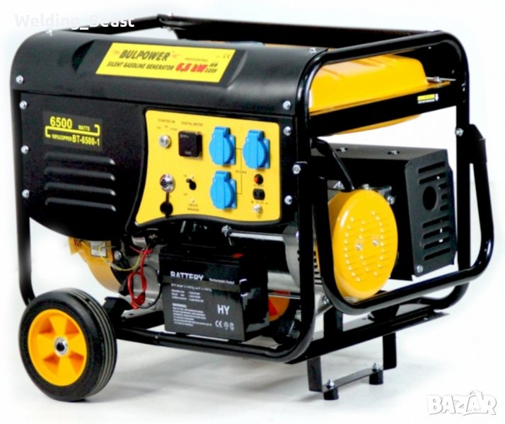 BULPOWER 6.5 KW Монофазен Бензинов Генератор за ток с автоматика и колелца, снимка 1