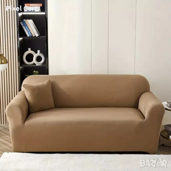 Кадифен калъф за диван - Карамел, снимка 1