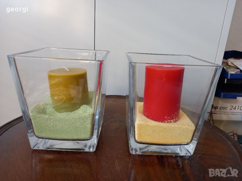 Големи свещници с ароматни свещи   4/3, снимка 1