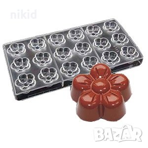 18 цветя пластмасова форма Поликарбонатна отливка калъп за Шоколадови бонбони пралини, снимка 1