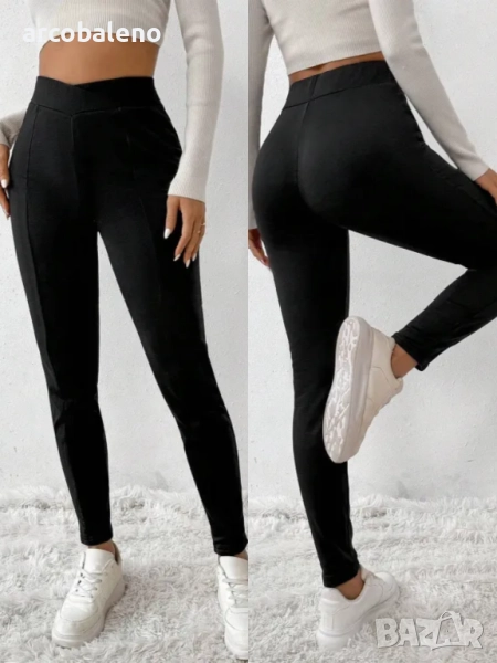 Дамски черен термо клин с кръстосани шевове на талията, снимка 1