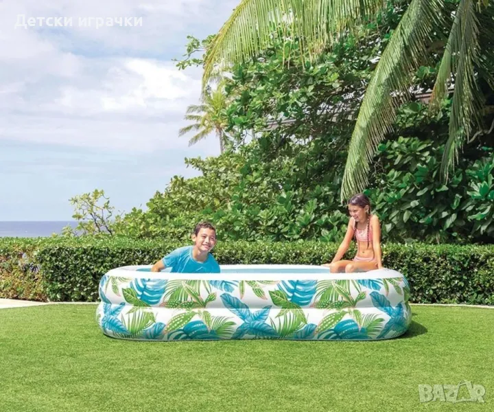 Надуваем басейн Intex 229 x 152 x 48 см, Family Tropical, снимка 1