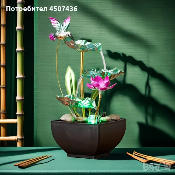 USB 3-степенен релаксиращ настолен, светлинен водопад-фонтан , снимка 1