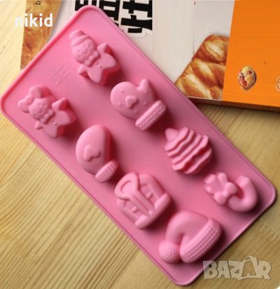 Джинджифилово човече ръкавица шапка бастун елха силиконов молд шоколад фондан гипс сапун коледен, снимка 1