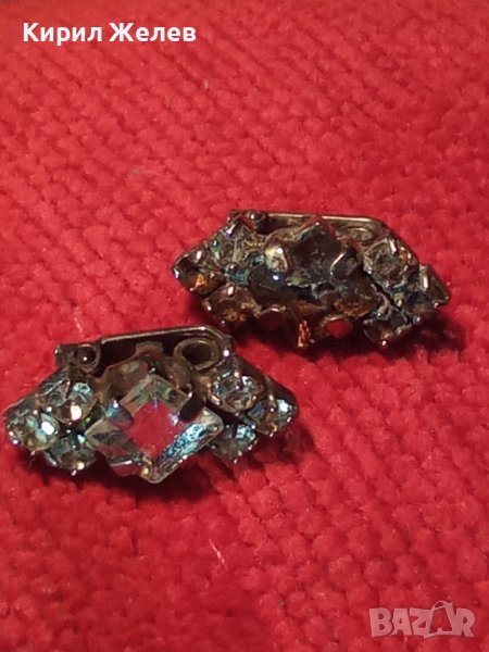 Две ПОСРЕБРЕНИ СТАРИННИ ИНТЕРЕСНИ ВИНТИДЖ УКРАШЕНИЯ с ФАСЕТИРАНИ БЛЕСТЯЩИ ПЛАНИНСКИ КРИСТАЛИ 33146, снимка 1