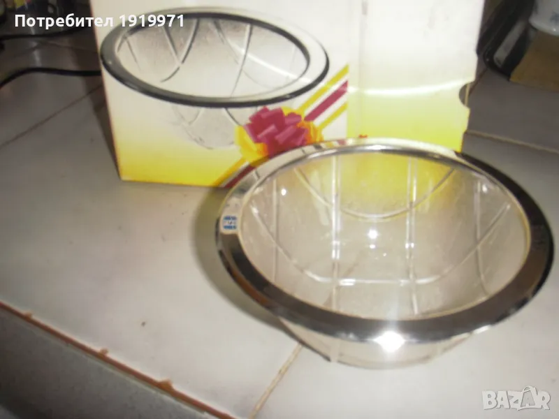 стъклена купа, кана за вода,  стъклени чинии, снимка 1