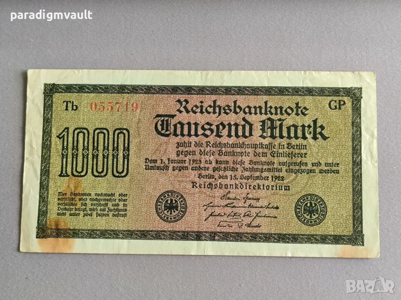 Райх банкнота - Германия - 1000 марки | 1922г., снимка 1