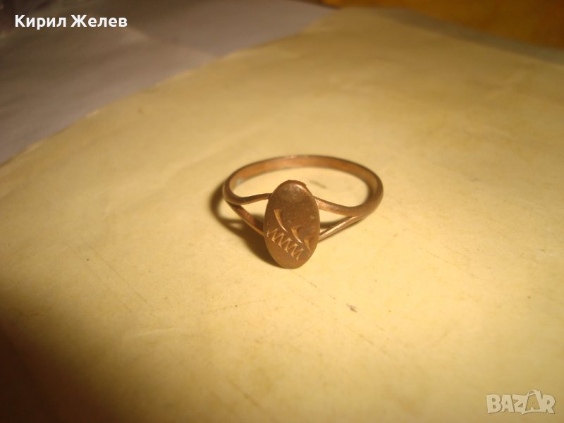 СТАР РЪЧНО ОРНАМЕНТИРАН МАЙСТОРСКИ МЕДЕН ФИН РЕТРО ПРЪСТЕН 27605, снимка 1