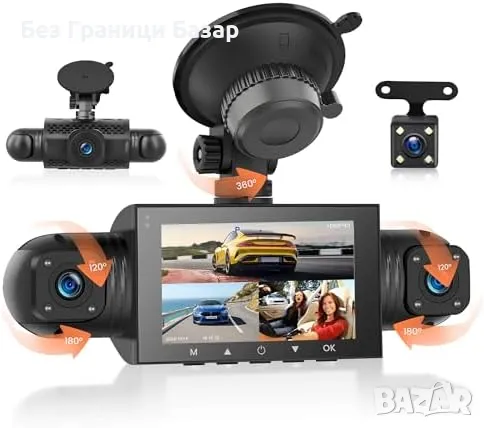 Нова Автомобилна DVR камера с 4 лещи, паркинг режим, 1080P dash cam кола, снимка 1