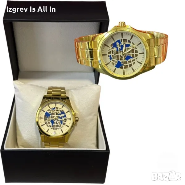 Луксозни златисти мъжки часовници с римски цифри, снимка 1