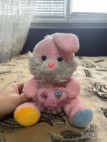 Розово плюшено зайче , снимка 1