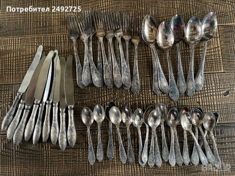 Руски столови прибори посребрени, 3 модела, снимка 1