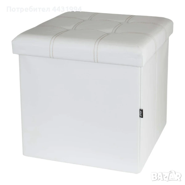 Табуретка Muhler Eco, бял с черен шев, снимка 1