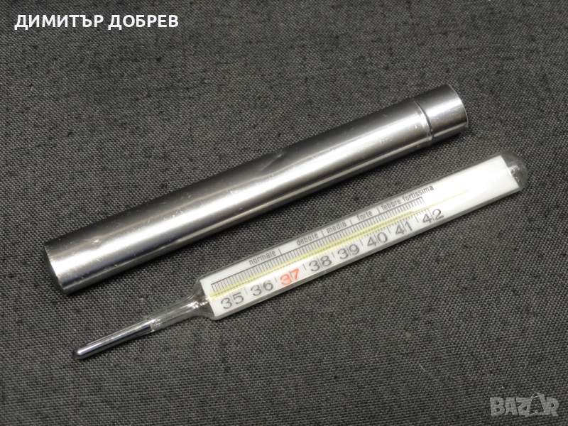 СТАР РЕТРО ЖИВАЧЕН ТЕРМОМЕТЪР ЗА ТЕЛЕСНА ТЕМПЕРАТУРА, снимка 1